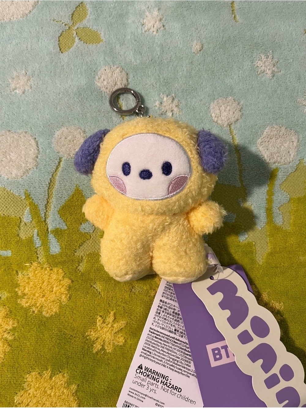 Plush BT21 Chimmy Yellow & Purple Keychain - Soft Fluffy Companion